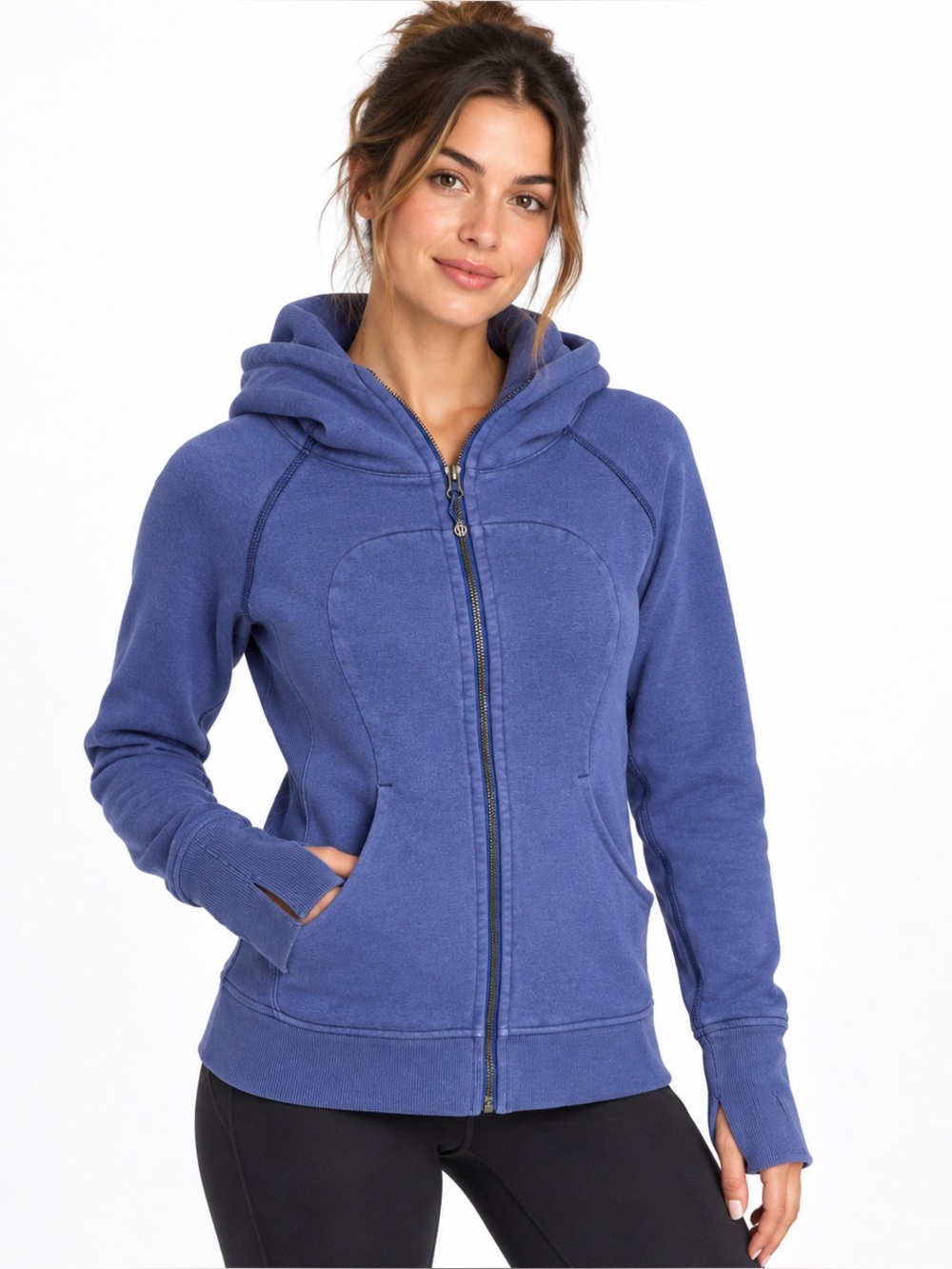 Lululemon Scuba Full Zip Hoodie Periwinkle Blue Size 6 Thumbholes